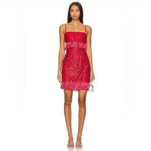 SAYLOR Caitriona sequin and fringe mini dress in Ruby Red